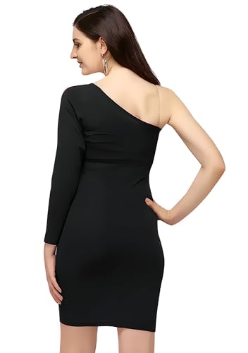 Image of Women Polyester Trendy One Shouder Bodycon Dress, Knee Length Western One Piece