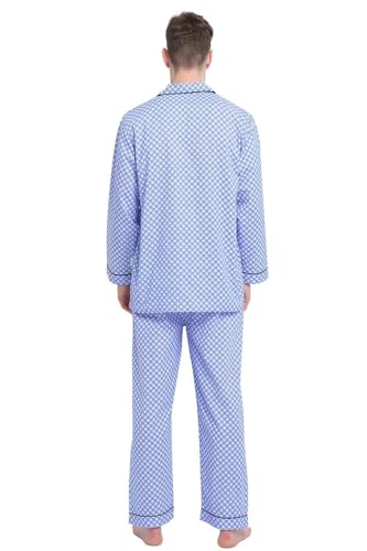 Image of GLOBAL Mens Pajamas Set, 100% Cotton Woven Drawstring Sleepwear Set with Top and Pants /Bottoms
