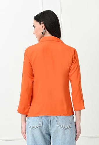 Image of FUNDAY FASHION Women's Crepe Casual Regular Fit Solid V Collered Shirt (Pack of 2)