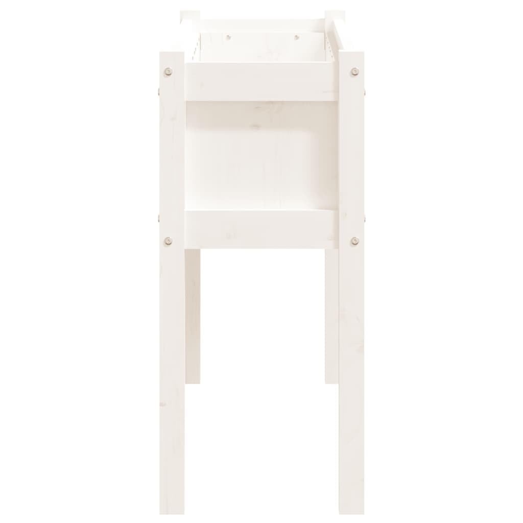 Fioriera da Giardino in Legno Massello Bianca 110x31x70 cm | Letto rialzato per orto urbano su balcone o patio, ideale per piantare erbe aromatiche e fiori decorativi.