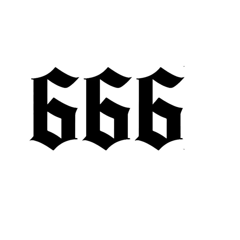Number 666 Car Stickers Vinyl Decal for Trucks Motorcycles Laptops(Black)