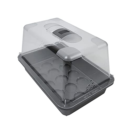 mgc24 Zimmergewächshaus klein - Anzuchtschale mit Deckel und Belüftung - Anthrazit