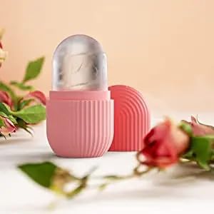 Neo Premium, Highly Durable Ice Face Roller, Silicone Facial Cube for Eyes Neck Massage, Remove Dark Circle Pore Shrink Face Beauty Skin Care Ice Mould Kitchen Tools (Pink)