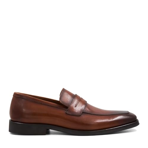Image of Bruno Magli - Men's Raging Penny Loafer, Italian Leather Shoes (Cognac Burnished, 15 W)