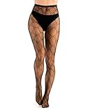 MAKADAMIA Luxury Fishnet Tights for Women Elegant Patterned Mesh Pantyhose Durable Stretchy Stylish Sheer Stockings Party Casual Evening Wear Black M