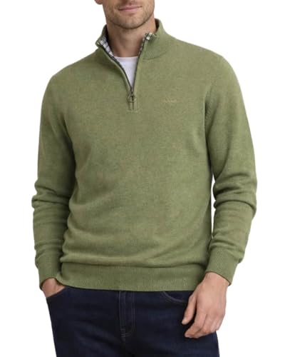 Barbour Mens Cotton Half Zip Jumper Laurel Green Smart Casual Knit Sweater Tailored Fit MKN1074 (UK, Alpha, XL, Regular, Regular, Laurel Green)