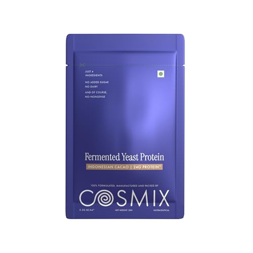 Image of Cosmix Fermented Yeast Protein Powder | 24g Protein | Pure Single-Source Plant Protein | Made In-House | Smooth, Crazy tasty & Gut-Friendly | Indonesian Cacao, 38g Sachet