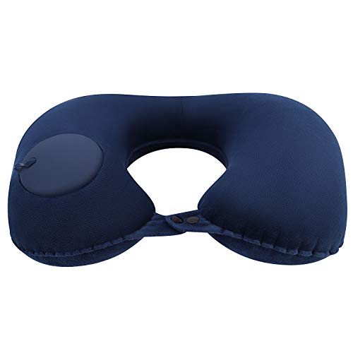Almohada inflable para viaje de cuello portátil U miniatura 1