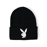 Playboy OG Embroidered Bunny Cold Weather Cuffed Knit Black/White
