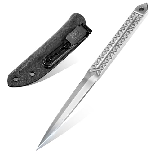 SMITH CHU Outdoor Messer Feststehend - mit Kydex Scheide, Survival Messer, EDC Messer Feststehende Klinge, Geschenke für Männer(Weiß)