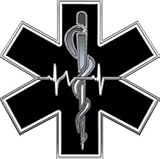 Black and White EMT EMS Star Of Life With Heartbeat - 2