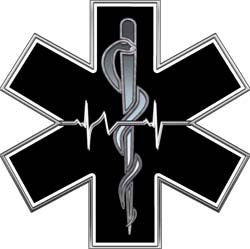 Black and White EMT EMS Star Of Life With Heartbeat - 4