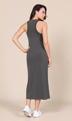 Image of ODODOS Modal Soft Front Split Midi Dress for Women, V Neck Sleeveless Casual Summer Tank Dress