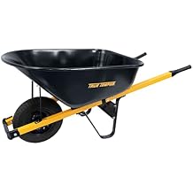 True Temper R6STFFEC 6 Cu. Ft Steel Tray Wheelbarrow with Never Flat Tire & Steel Handles