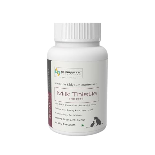Sharrets Silymarin Milk Thistle Liver Support Supplement for Dogs/Pets, 60 Vegan Capsules