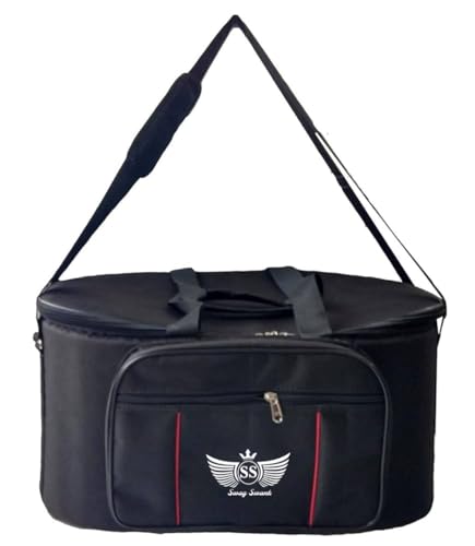 Image of Swag Swank Heavy Padded Tabla Bag, Black with Red Interior, Multiple Storage Compartments, Adjustable Strap