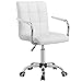 Yaheetech Chaise de Bureau Fauteuil pour Chambre Siège à roulettes Pivotant Réglable Capacité Max.120kg avec Dossier Accoudoir Blanc