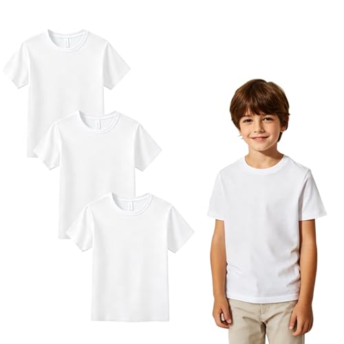OKBA 3 PCS Blanks Polyester Short Sleeves White t-Shirt for Kids (US Age 12 Months 3 White)