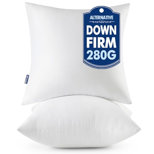 MIULEE Throw Pillows Inserts, Pack of 2 14x14 Inch 100% Virgin Fiber Filling Bed Couch Pillows
