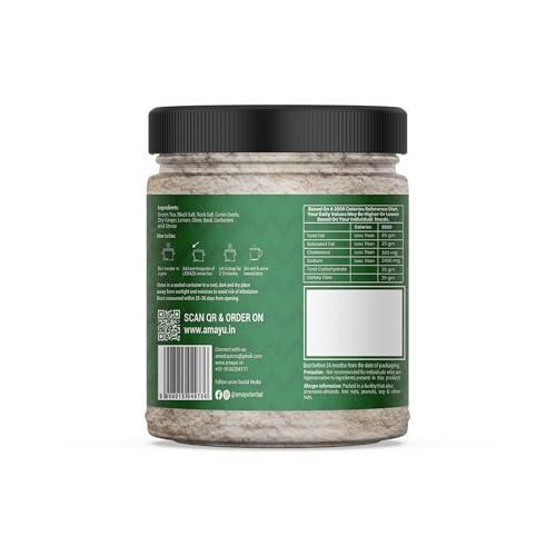 Image of AMAYU LEMAZA Herbal Lemon Green Tea Powder with Stevia | Weight Loss & No Added Sugar Lemon, Cardamom, Cloves, Ginger, Herbs, Spices, Tulsi, Assorted Green Tea Mason Jar (200 g)