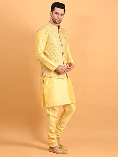 Image of Uri and MacKenzie Men's Silk Blend Kurta Pajama with Designer Ethnic Nehru Jacket /Modi Jacket