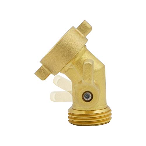 HYDRO MASTER 0714001 45 Degree Heavy Duty Brass Shut Off Valve,Garden Hose Elbow Connector,3/4\" FHT x 3/4\" MHT - Thumbnail 4