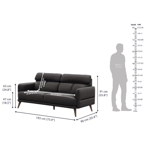 Image of Wakefit Sofa Set | 5 Year Warranty | Sofa 5 Seater, 5 Seater Sofa for Living Room, Wooden Sofa Set, Sofa Set 3+1+1 Seater - Azores(Robin : Black)