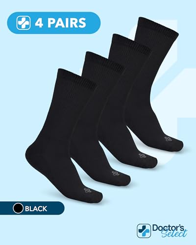 Doctor's Select Mens Diabetic Socks - 4Pairs Diabetic Neuropathy Socks for Men | Diabetes Socks | Diabetic Socks for Men 9-12