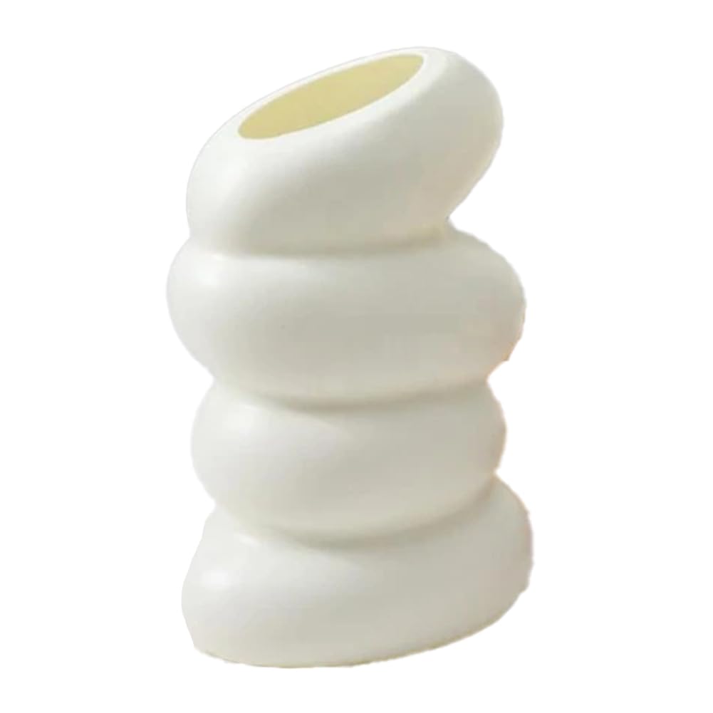 CTRLZS Plastic Spiral White Vase Hydroponic Pot Vase Decoration Home Desk Decorative Vases for Flowers Decoration White