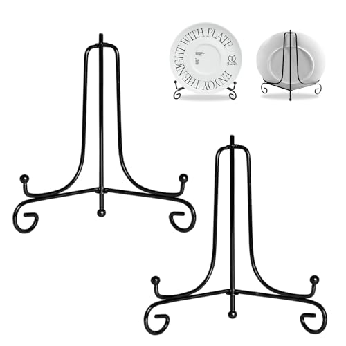 TAGMEIU 2Pack Black Iron Easel Display Stand 4 Inch Foldable Plate Holder