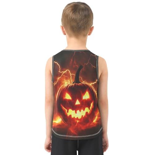 Boys Tank Top Shirts Halloween Pumpkin Lantern Sleeveless T-Shirts Crew Neck for Kids Clothing Children3