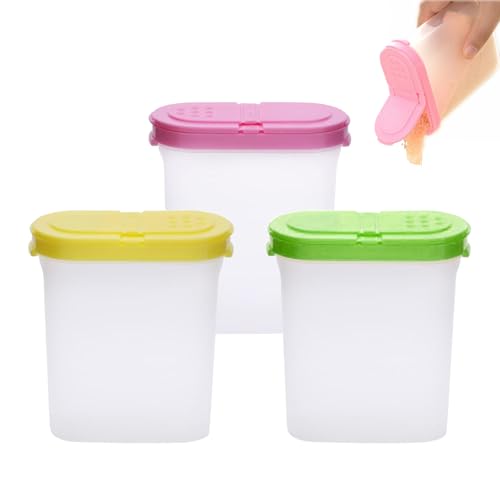 Cosswe 3 Stück Premium Gewürzboxen 250ml Gewürzbehälter Gewürzboxen Aufbewahrung mit Doppeldeckel aus PP BPA-Freiem Plastik luftdichtes Vorratsdosen Set für Küche Gewürze
