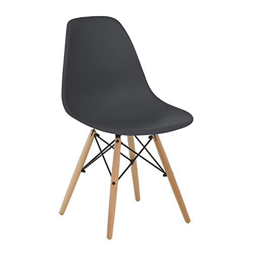 SKLUM Silla Scand Gris Oscuro Madera Natural Comedor, Cocina, Escritorio Estilo Nórdico Polipropileno y Madera de Haya