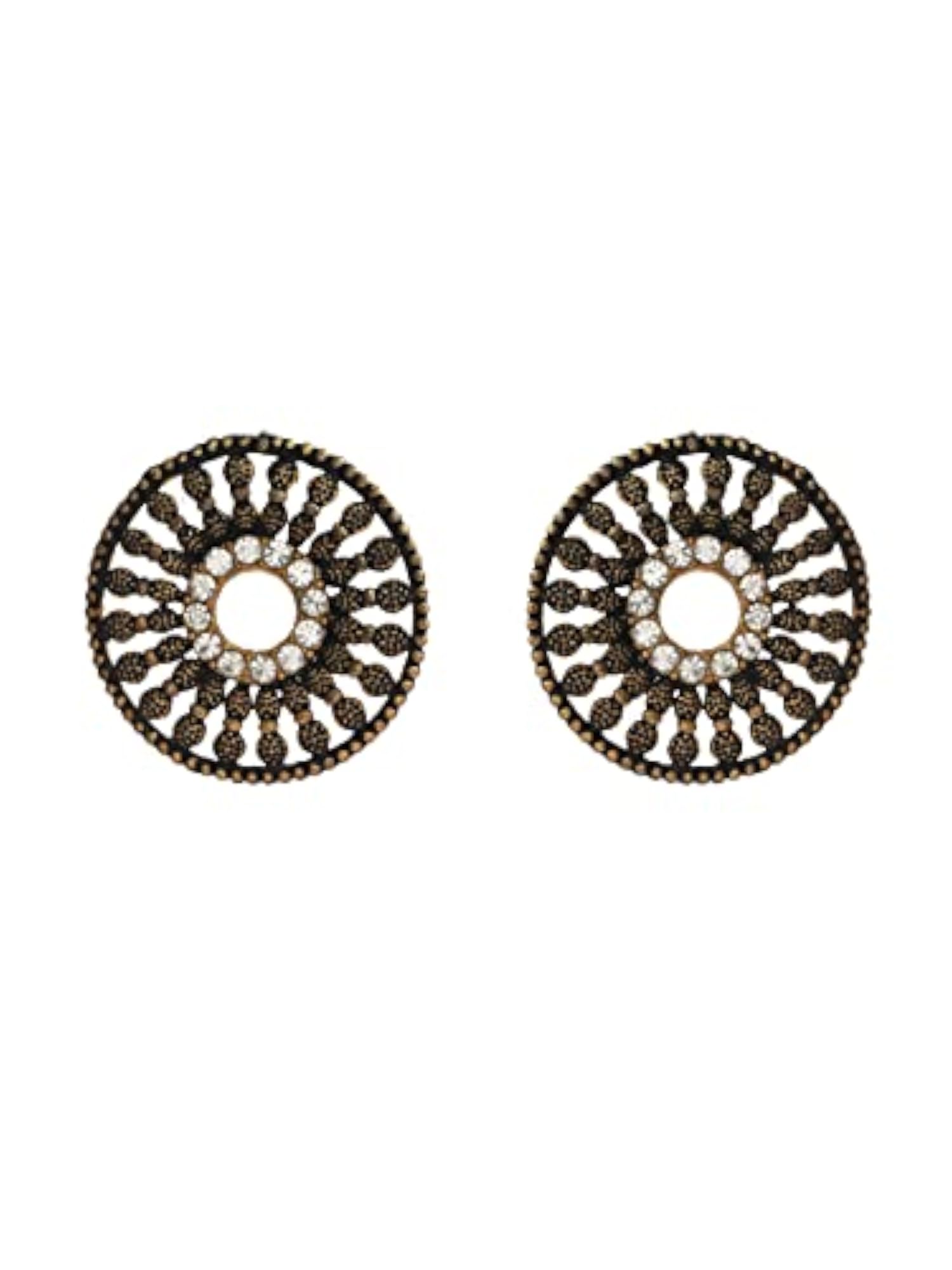 Studded Floral Plated Stud and Drop Earring Set of 3