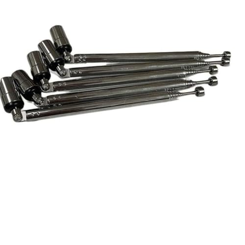 MonoSora Antena telescópica de 5 piezas para TV y radio de 49 cm, longitud extendida, acero inoxidable, diseño ajustable de 7 secciones