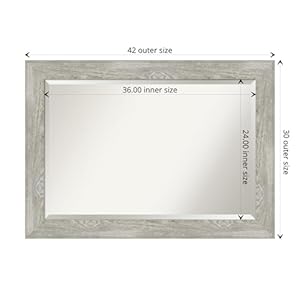 Amanti art bathroom mirror dove greywash wall mirror for use as bathroom vanity mirror over sink 30 x 42 in beveled mirror grey mirror rustic farmhouse mirror  urban country home decor
