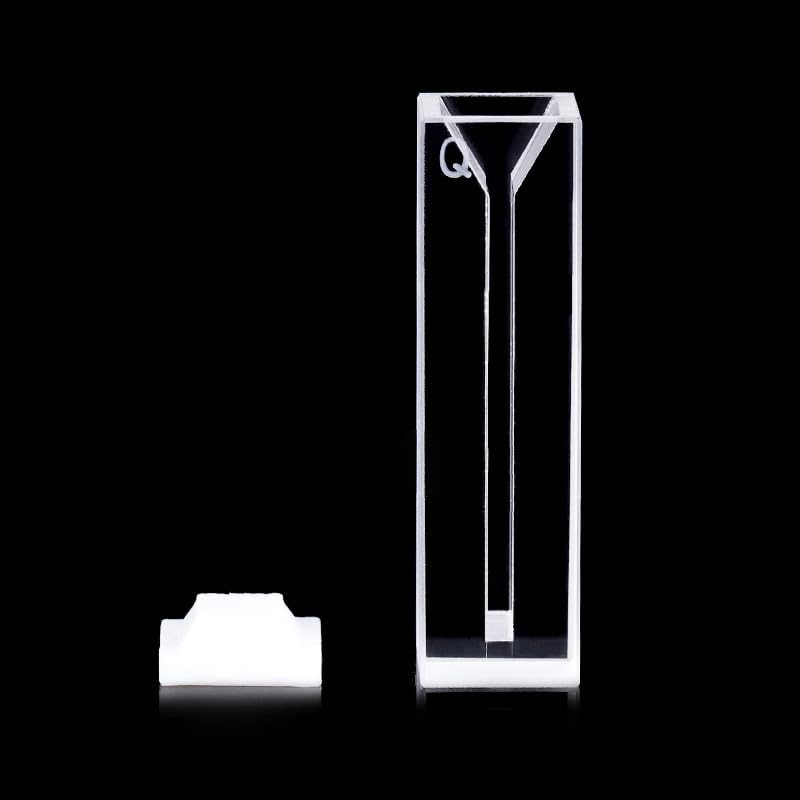 Cubeta de microcuarzo con tapa: volumen de 700 ul, longitud de recorrido de 10 mm, compatible con espectrofotómetro UV-Visible