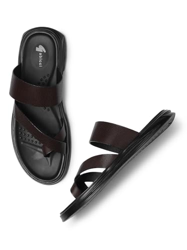Image of Gabicci Mens Toe Loop Sandal, Slip On Entry, (Size 40-45), Full Grain Leather, Casual Lounging Sandal, PU Sole, Flat Heel, Hope
