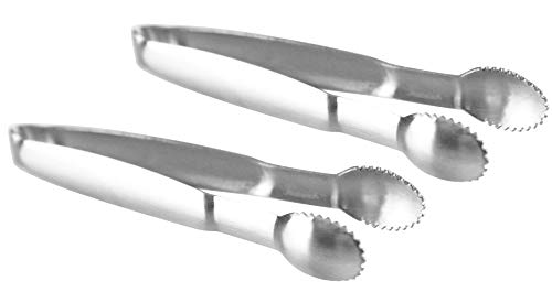HOME-X Silver Sugar Tongs Mini Serving Tongs for Charcuterie Cheese Sugar Cubes Ice and More Stainless-Steel Appetizer Tongs Set of 2 4 L x ¼” W x ½” Stainless-Steel