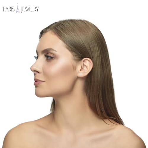 10k Yellow Gold Princess Cut White Diamond Stud Earrings 1/4 Ct Sparkling Diamond Earrings for Women with 4mm Princess Cut and Push Back By Paris Jewelry3
