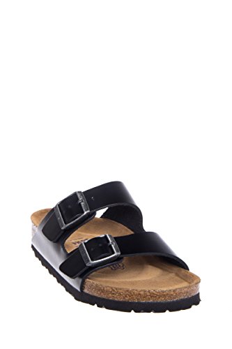 Image of Birkenstock Unisex Arizona Soft Footbed Sandal, Black Amalfi Leather, 38 M EU /7-7.5 B(M) US Women