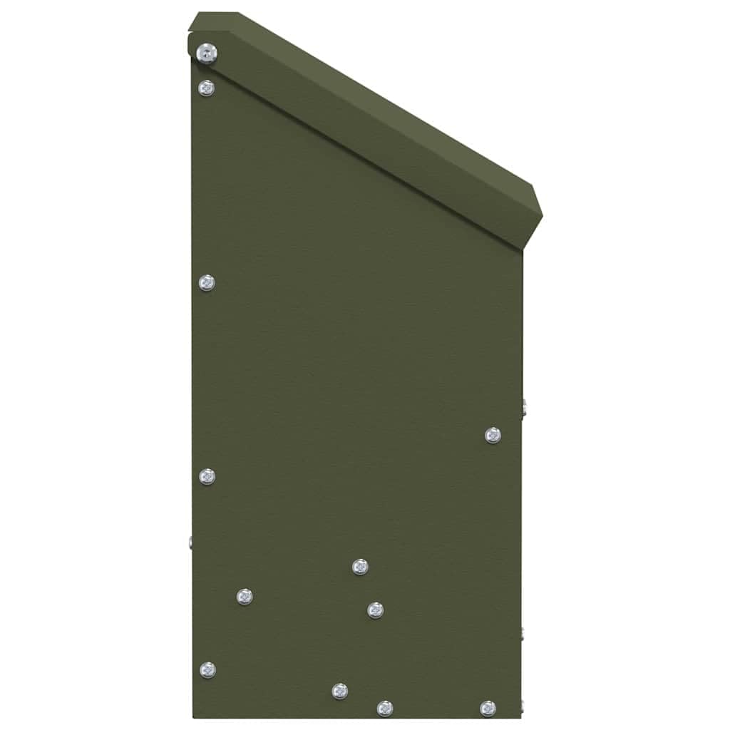 Comedero gallinas metal 3 kg, verde oliva 21 x 16 x 33 cm, resistente e impermeable para interior exterior, fácil montaje con destornillador