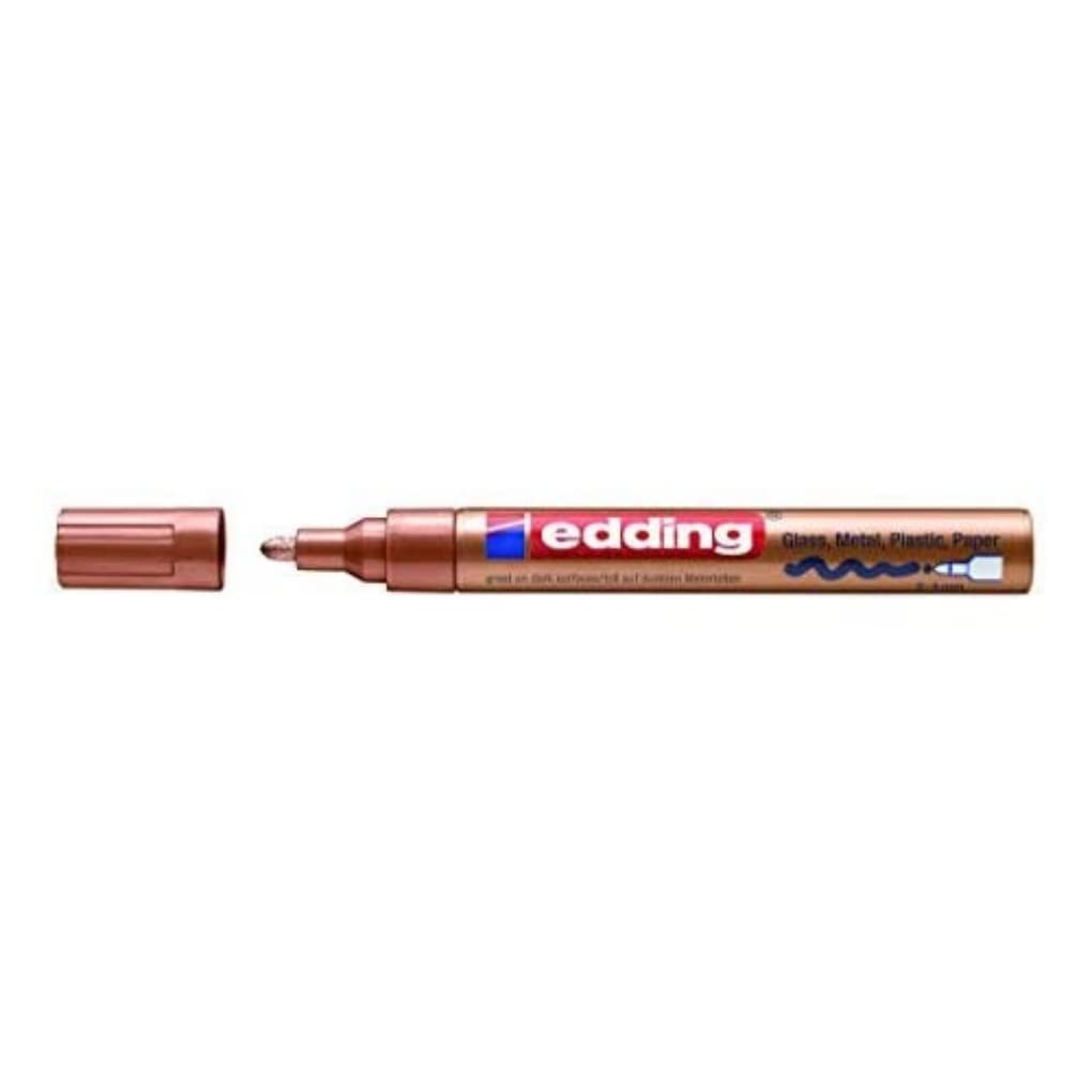 edding 750 Glanzlackmarker - kupfer - 10 Lackmarker - Rundspitze 2-4 mm - Lackstift für Glas, Stein, Holz, Kunststoff und Papier - wasserfest, stark deckend