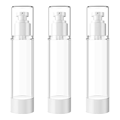 TIANZD 3 Stück 100ml Leer Airless Pumpspender Creme Spender Pumpflasche Kunststoff Kosmetik Vakuum Cremespender Transparente Reise Spenderflasche zum Befüllen Flasche für Gel Shampoo Lotion Creme Cover