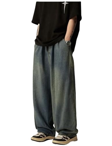 Mens Baggy Jeans for Men Women Y2k Hip Hop Skater Pants Wide Leg Jnco Jeans Loose Fit Denim Jeans Streetwear
