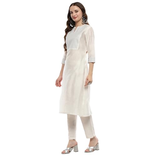 Image of BIBA Women Nylon Viscose Regular Fit Straight Yarndyed Kurta