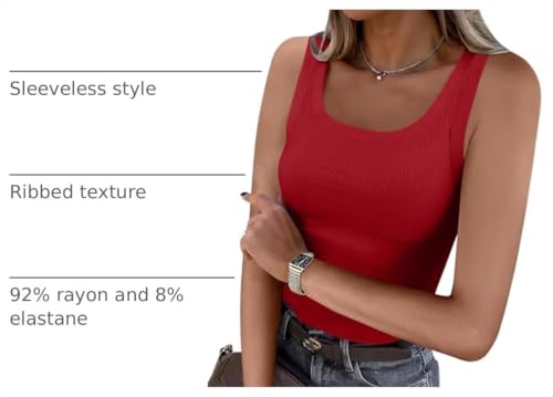 Image of ANRABESS Womens Square Neck Ribbed Tank Tops 2026 Summer Sleeveless Shirts