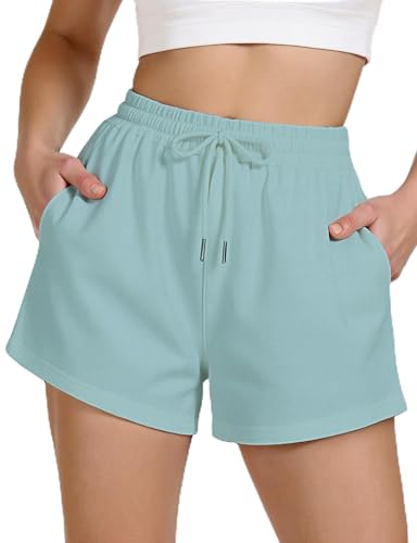 Short de course pour femme bleu XS - Short de survêtement élastique coton avec poches