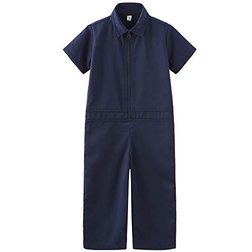 GRANDWISH Kids Coveralls for Boys Girls Baby Mechanic Boiler Suit Costume Jumpsuit Navy 5T