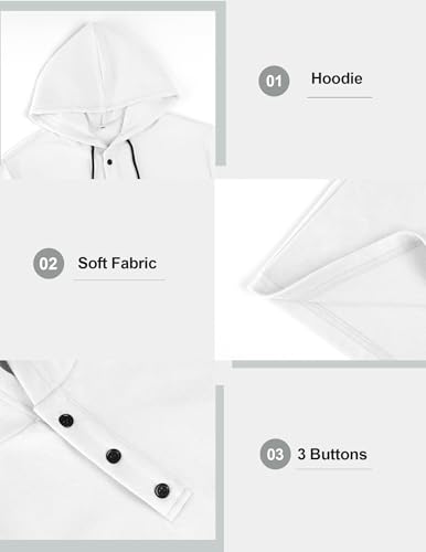 Vssjavun Mens Hoodie Pullover Long Sleeve Casual Henley Shirts Slim Fit Hooded Athletic Shirt with Drawstring - Image 6